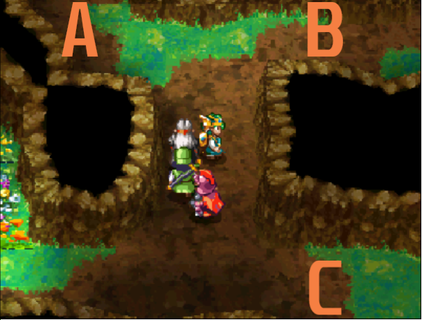 Path A will take you to an Angel Leotard. B and C will take you to the next floor | Dragon Quest IV
