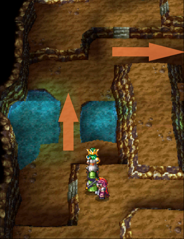 Take the Kerplunk Bracer, walk back and exit this way (2) | Dragon Quest IV