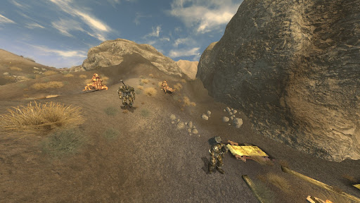 Closer view of the Super Mutants by the cliff | Fallout: New Vegas