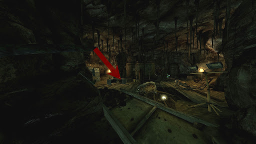 Image of the final room. The Ratslayer is marked out by an arrow | Fallout: New Vegas