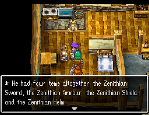Introduction to the Zenithian Equipment in Roundbeck | Dragon Quest V: Hand of the Heavenly Bride