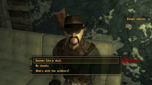 Dialogue option that accepts the task | Fallout: New Vegas