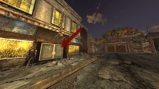 View of the entrance to Mick & Ralph’s | Fallout: New Vegas