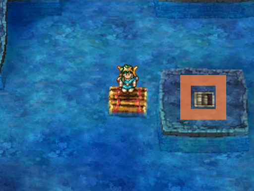 Get the treasure from the room and get your raft to these stairs (3) | Dragon Quest IV