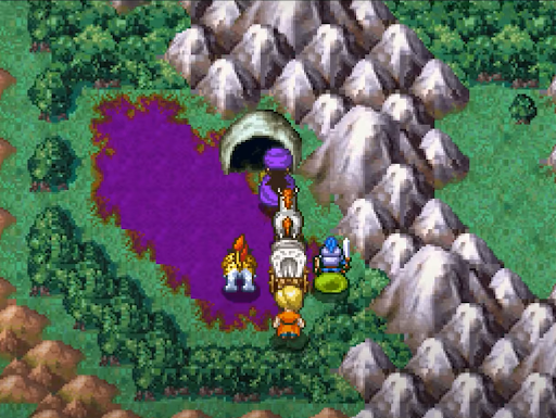 Cave to Battenburg on the map and overworld (2) | Dragon Quest V: Hand of the Heavenly Bride
