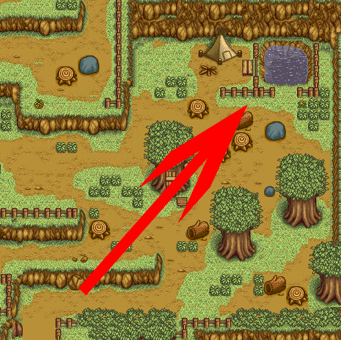The pond in Spring, just northeast of the entrance to the mountain | Harvest Moon SNES