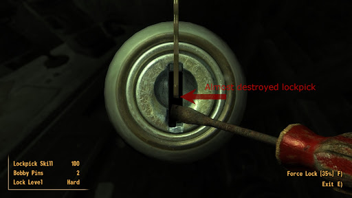 Damaged bobby pin The bend is far closer to the screwdriver | Fallout: New Vegas
