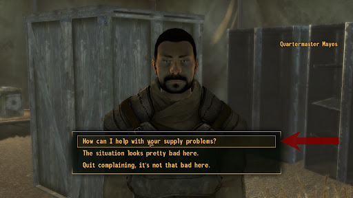 “How can I help you with your supply problems?” | Fallout: New Vegas