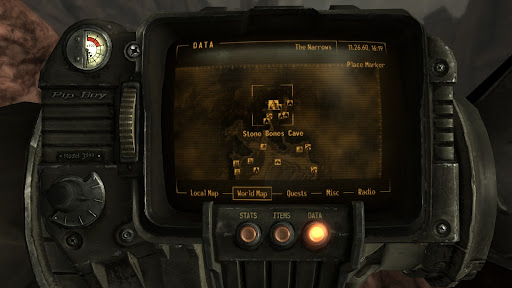 Location of the stone bones cave on the world map | Fallout: New Vegas