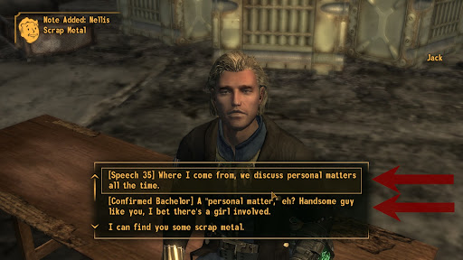 The two correct dialogue choices | Fallout: New Vegas