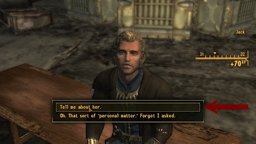 Continuation from the previous dialogue choice | Fallout: New Vegas
