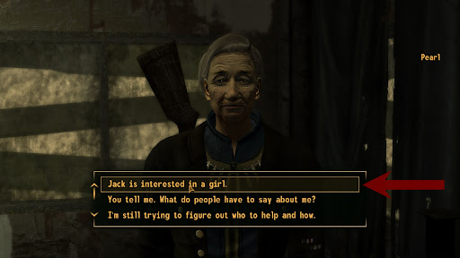 Correct dialogue choice with Pearl | Fallout: New Vegas