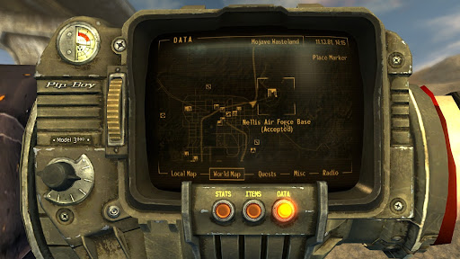 Location of the Nellis Air Force Base on the world map | Fallout: New Vegas