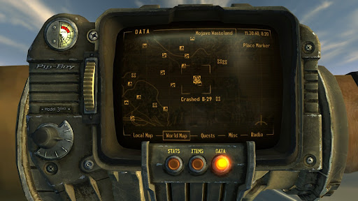 Location of the crashed B-29 on the world map | Fallout: New Vegas