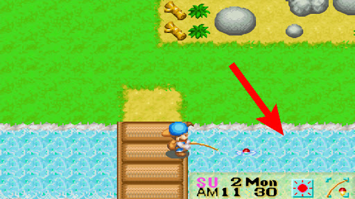 The downstream area runs through the town | Harvest Moon: Friends of Mineral Town