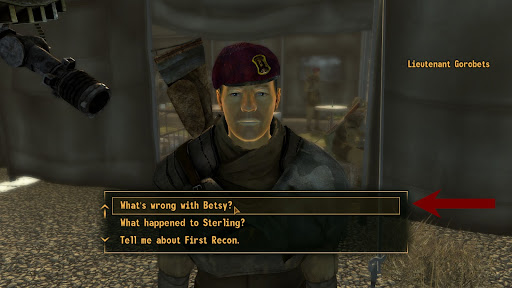 Look for this dialogue choice | Fallout: New Vegas