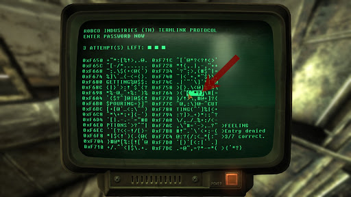 Example of brackets in the terminal | Fallout: New Vegas