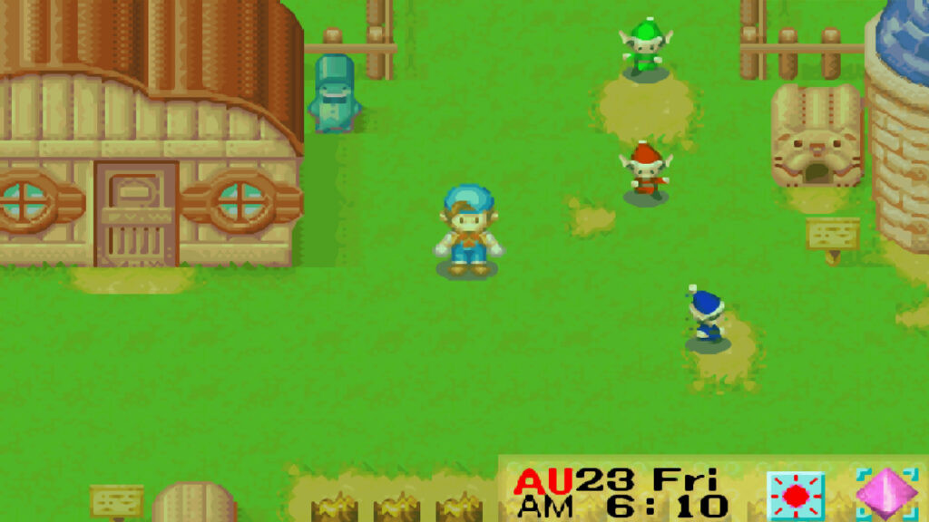 The sprites arrive at the farm to work | Harvest Moon: Friends of Mineral Town