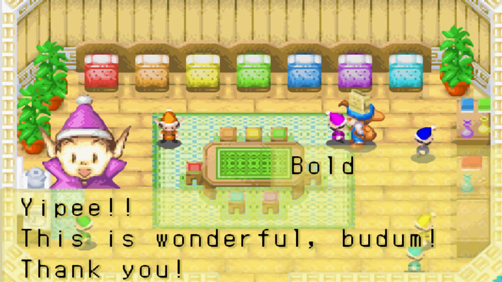 Gifting flour to one of the Harvest Sprites | Harvest Moon: Friends of Mineral Town