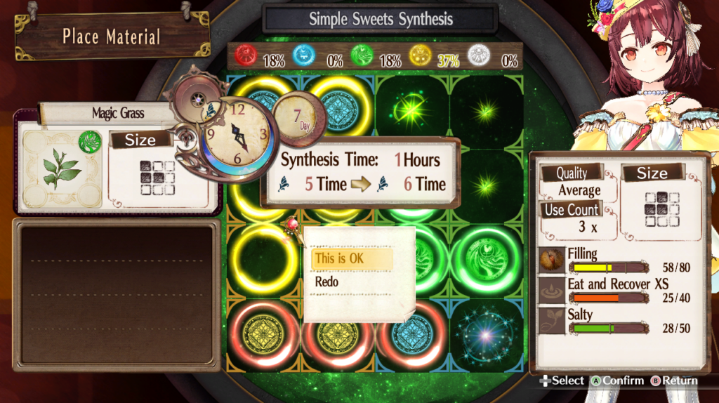 The green bar at the bottom dictates the taste in the recipe | Atelier Sophie: The Alchemist of the Mysterious Book