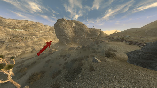 Path that will eventually lead towards the top of the hill | Fallout: New Vegas