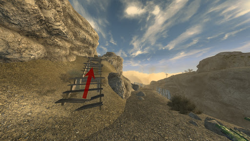 Wooden staircase that leads up to the top of the hill | Fallout: New Vegas