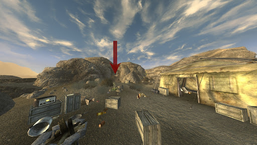 Follow the arrow to reach the cave entrance | Fallout: New Vegas