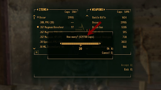 Successful attempt. In this case, my courier will get 439 700 caps in store credit | Fallout: New Vegas