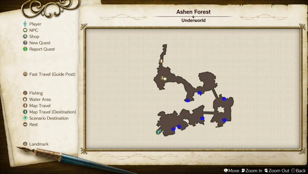 The blue flower marks indicate where ferns with Mutant Taun will be found | Atelier Ryza: Ever Darkness & the Secret Hideout