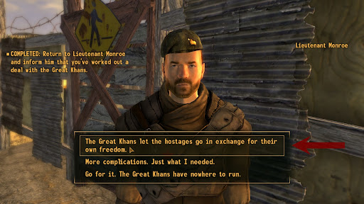 Dialogue option that leads to a peaceful resolution | Fallout: New Vegas