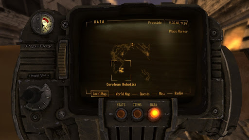 Cerulean Robotics on the local map of Freeside | Fallout: New Vegas