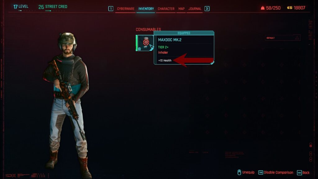 MaxDoc in the player’s inventory. | Cyberpunk 2077