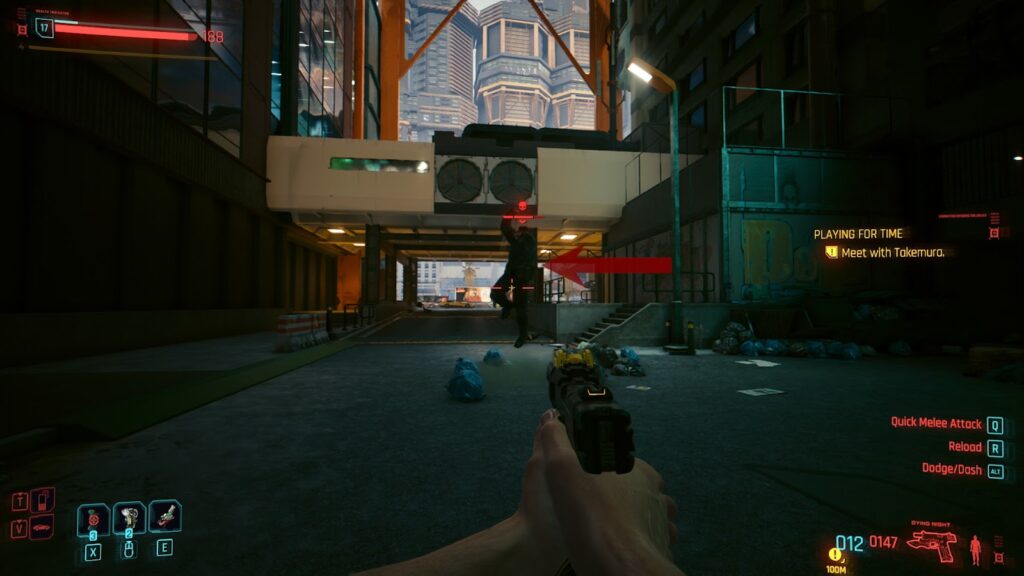 Melee enemy jumping towards the player. | Cyberpunk 2077