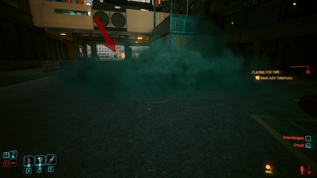 Image of the smoke could made by the smoke grenade. The entire area of the smoke acts as cover. | Cyberpunk 2077