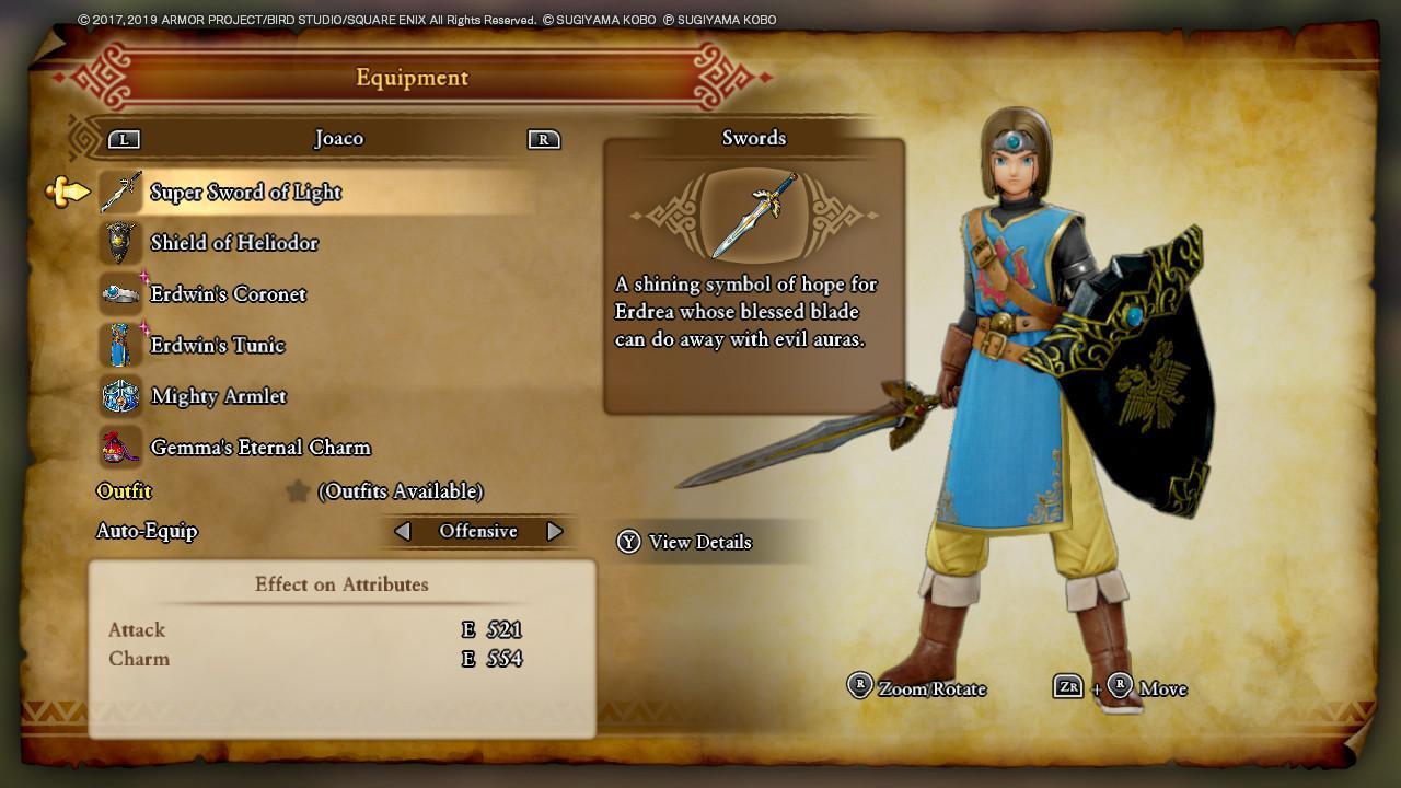 Hero with the Super Sword of Light equipped. | Dragon Quest XI