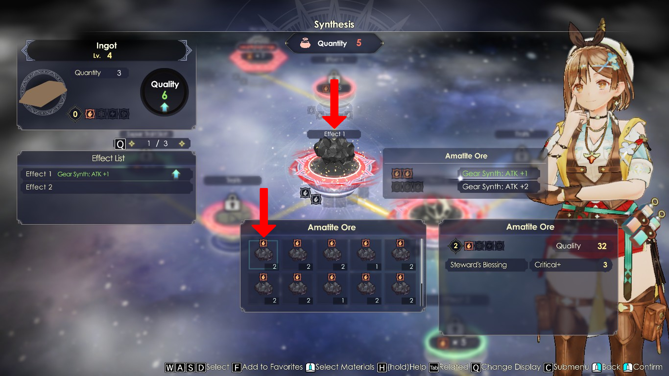 Inserting an Amatite Ore in the Effect 1 loop | Atelier Ryza 3: Alchemist of the End & the Secret Key