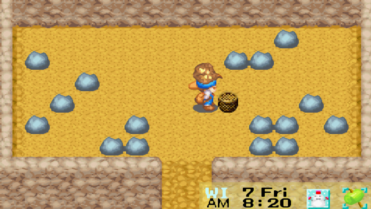 Maximize your mining profits by bringing your basket in the mines | Harvest Moon: Friends of Mineral Town
