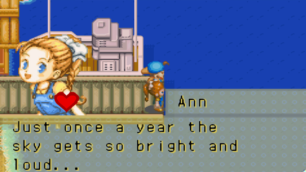 Watching the fireworks at the beach with Ann | Harvest Moon: Friends of Mineral Town