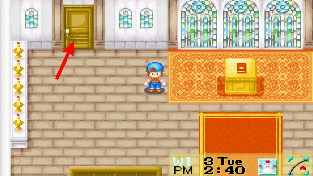 Location of the confessional inside the church | Harvest Moon: Friends of Mineral Town