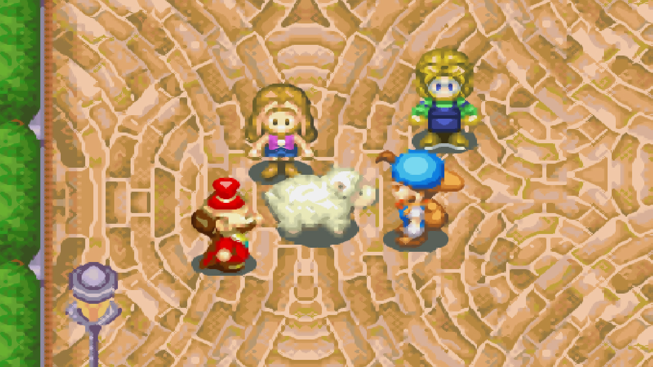 The townspeople gather at the square for the Sheep Festival | Harvest Moon: Friends of Mineral Town