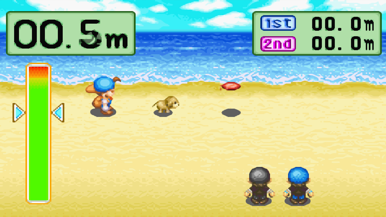 Competing in the frisbee contest on Beach Day | Harvest Moon: Friends of Mineral Town