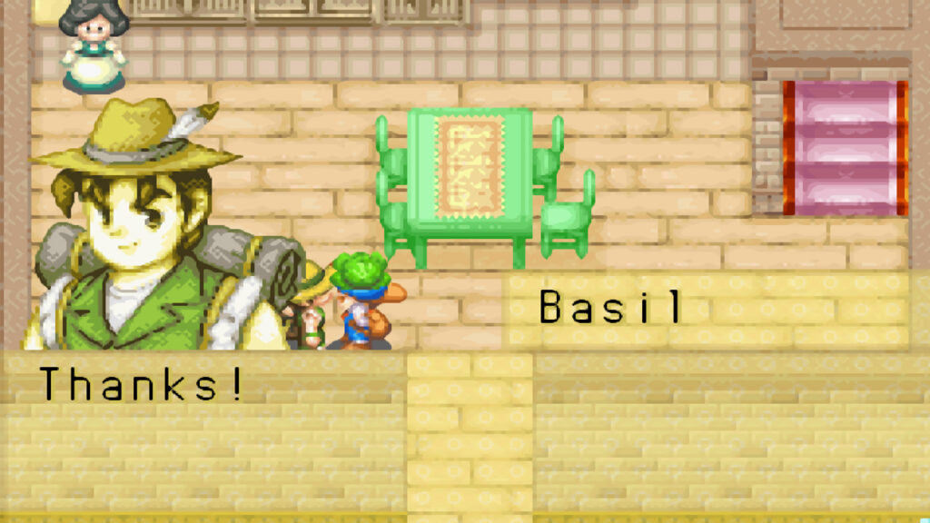 Giving Basil a cabbage as a gift | Harvest Moon: Friends of Mineral Town