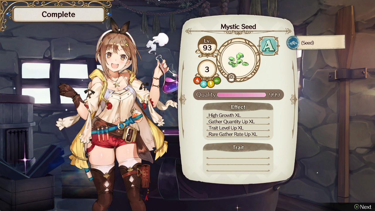 Mystic Seed with 999 Quality and all effects maxed out | Atelier Ryza: Ever Darkness & the Secret Hideout