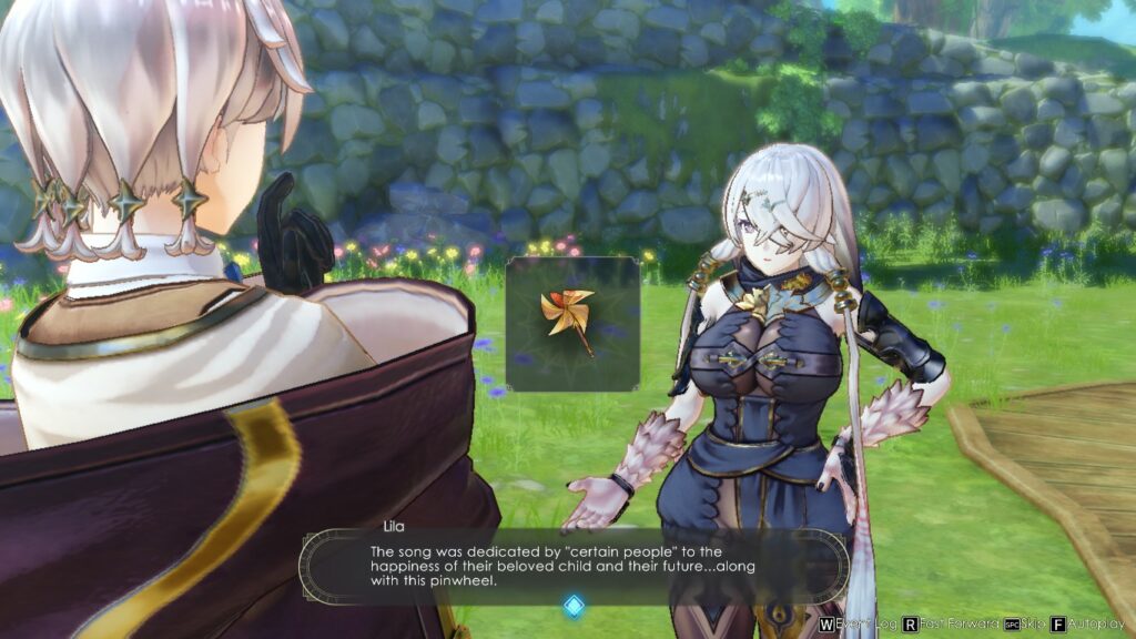 Lila showing the Dancing Bird Pinwheel to Empel | Atelier Ryza 3: Alchemist of the End & the Secret Key