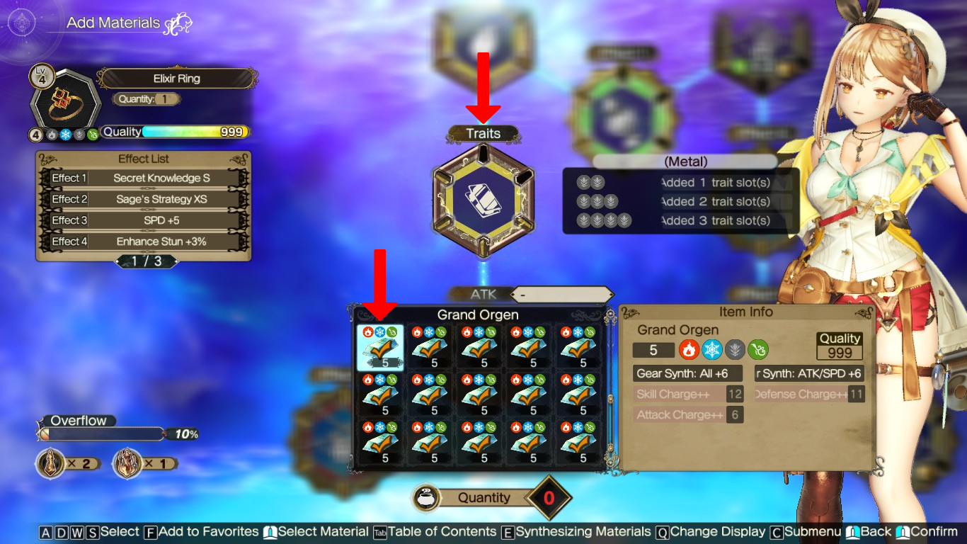 Adding multiple Grand Orgen ingots to the Traits loop | Atelier Ryza 2: Lost Legends & the Secret Fairy