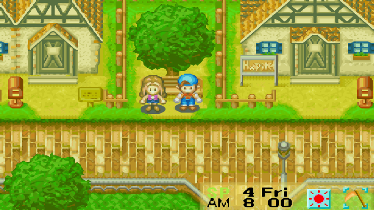 You can often find Karen outside the Supermarket early in the morning | Harvest Moon: Friends of Mineral Town