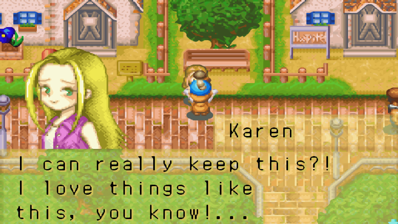 Karen receives a truffle as a gift | Harvest Moon: Friends of Mineral Town