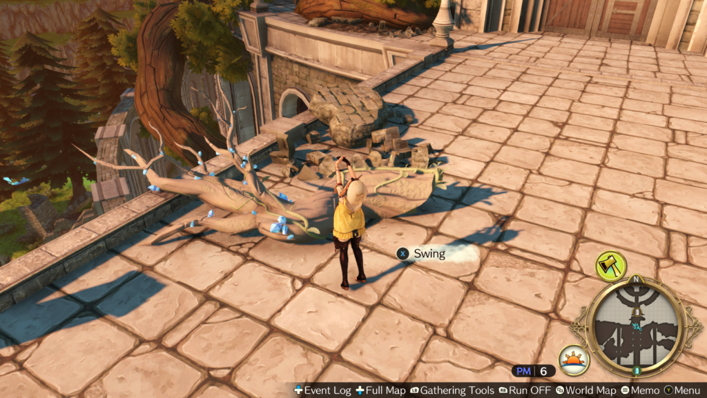 The fallen logs in Pynnor Holy Tower - Sanctuary Garden yield Arbor Ivy when hit with a scythe | Atelier Ryza 1