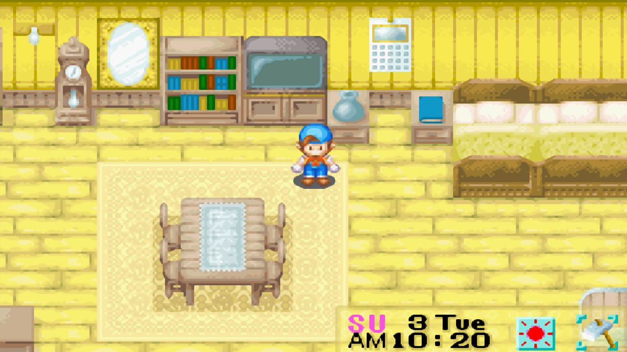 The expanded house and the large bed | Harvest Moon: Friends of Mineral Town