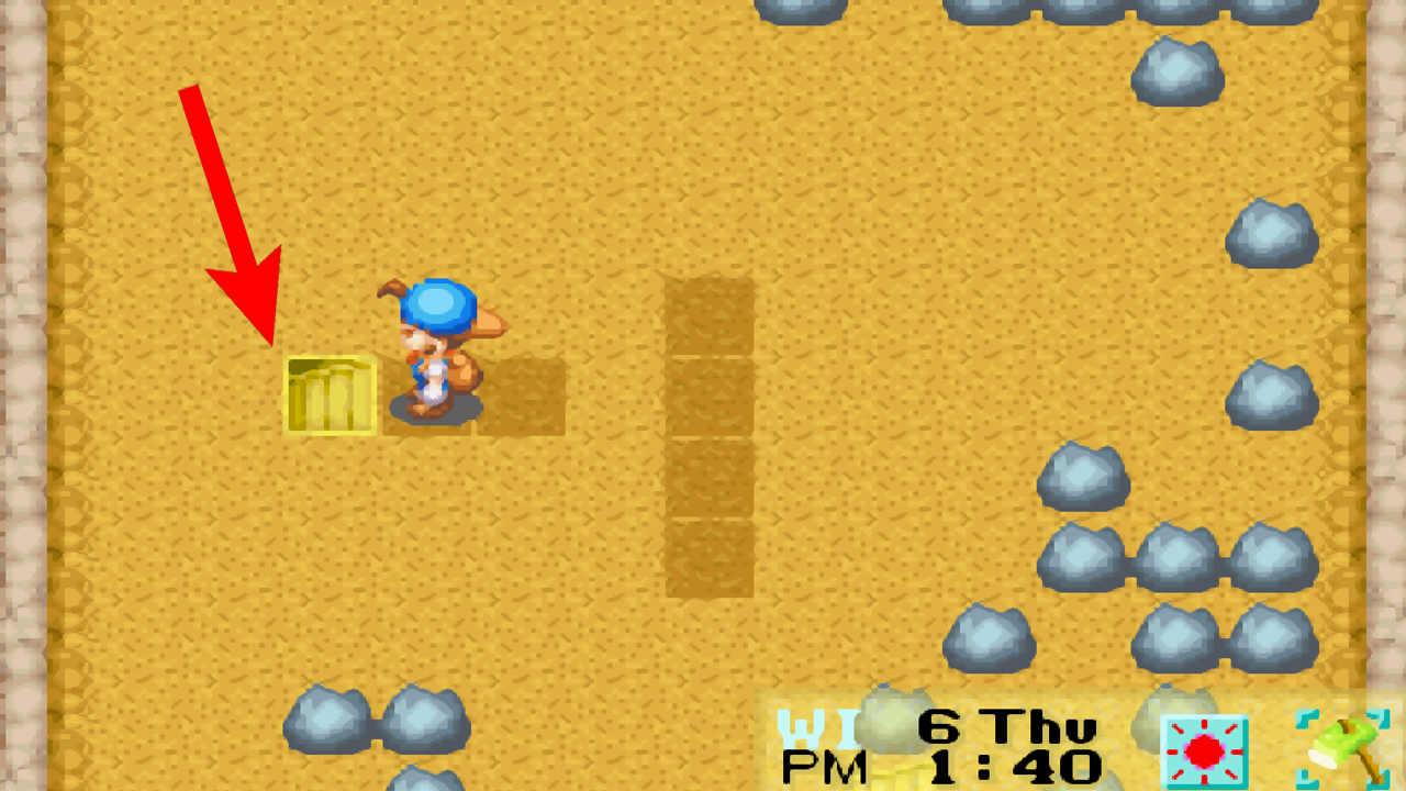 Stairs leading to the lower floors of the mine | Harvest Moon: Friends of Mineral Town